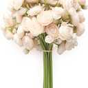 Floroom Ranunculus Artificial Flowers 18 Pcs Champagne Faux Silk Mini Ranunculus Bulk Fake Wedding Filler Flowers for DIY Cream Bouquets, Centerpieces, Bridal Shower Decorations & Arrangements