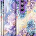 Hocase for Samsung Galaxy S26 Plus Case, Purple Teal Flowers