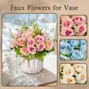 Artificial Flowers Fake Roses and Small CeramicVase,Artificial Plants & Flowers,Desktop DecorationSuitable for Dining Tables, Living Rooms, bedrooms, Offices, Gifts, Weddings (Pink)