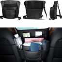 Car Purse Holder Between Front Seats PU Leather Bag Holder Above Armrest Box Child Barrier Front Seat Snack Organizer Bag Storage Auto Interior Accessories(Large Size)