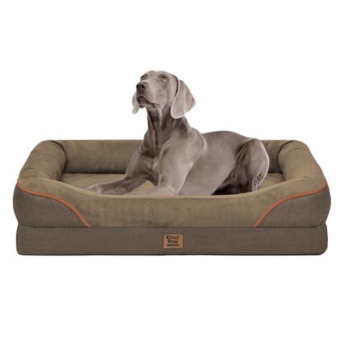 Washable Orthopedic Large Dog Bed - XL Large Dog Bed with Removable Bolsters Cover Foam Support Big Dogs Beds Non-Slip Bottom & Waterproof