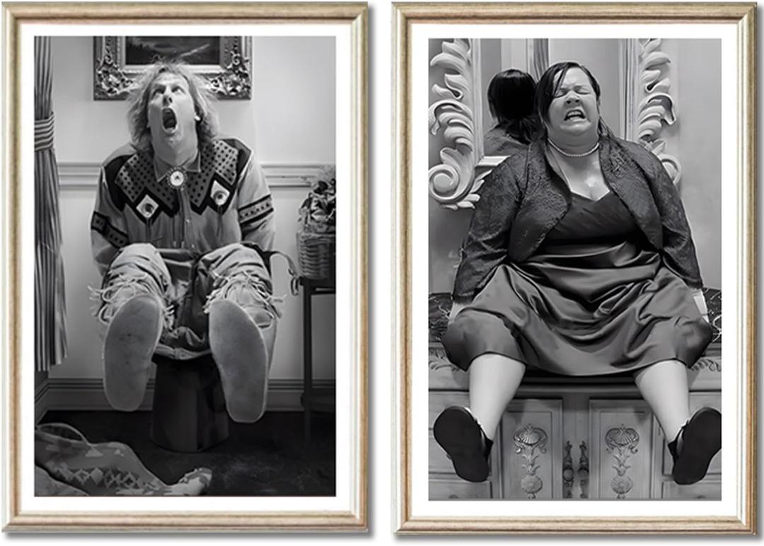 Funny Bathroom Wall Art Set of 2 - Black and White Humor Toilet Canvas Decor, Dumb And Dumber Movie Posters Prints for Toilet Bathroom Art Wall Decor - Unframed 16x24''