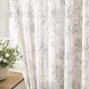 Vintage Floral Curtains 90 inch Length 2 Panels Set for Living Room Grey and Cream Printed Curtains Back Tab Neutral Farmhouse Bedroom Curtains Cottage Style Pretty Flower Patterned Linen Drapes