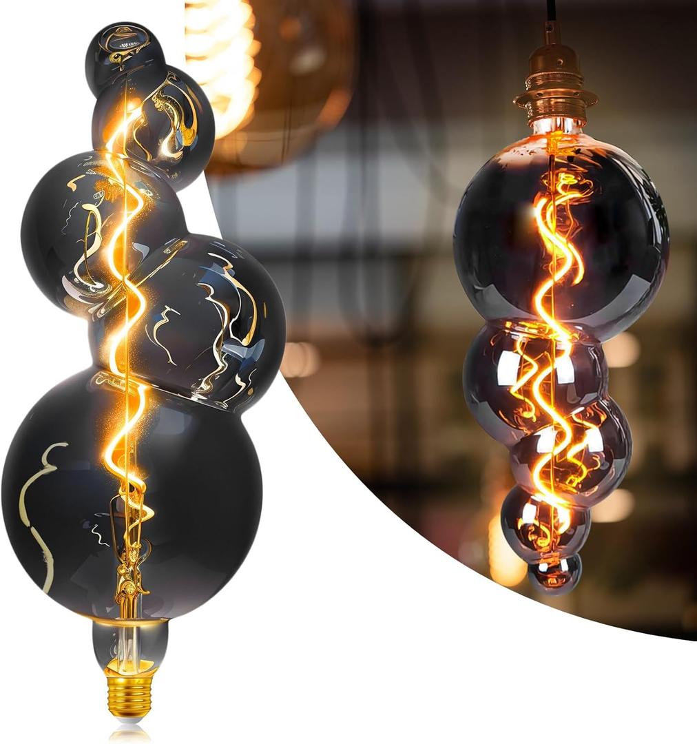 40 Watt Decorative Vintage LED Light Bulbs, Special Huge Bubble 4W LED Filament Edison Bulb,2700K Oversized Electroplated Warm Lights,Dimmable E26 Lamp Base,1-Pack