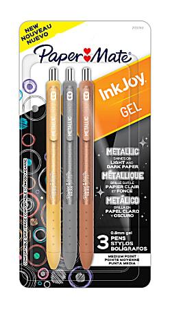 Paper Mate InkJoy Gel 3 Pens Metallic Pens Retractable Medium Point