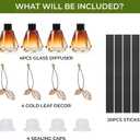 Reed Diffuser Set - 4 Empty Bottles with 20 Sticks, Delicate Gold Leaf Decor, Glass Fragrance Diffuser with Lids for Home, Bathroom | Refillable, Diamond Style (4 PCS Black)