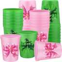 Yungyan 12 Pcs Witch Theme Party Decorations Reusable Plastic Cups 16oz Pink and Green Witch Cups for Pink and Green Birthday Party Baby Shower Wedding Summer Tropical Supplies Movie Fan Favors, 3.54 x 2.68 x 4.33 inches