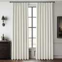 Beige White Linen Full Blackout Curtains 84 Inches Long, Viral Pinch Pleated Curtains with Hooks Thermal Insulated Boho Drapes for Living Room/Bedroom Window Treatment (40" Wx84 Lx2 Panels)