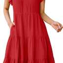 ANRABESS Womens Summer Dress Ruffle Sleeve V Neck Midi Dresses Fashion Casual Fit Flowy Tiered Boho Beach Vacation Sundress (Medium)