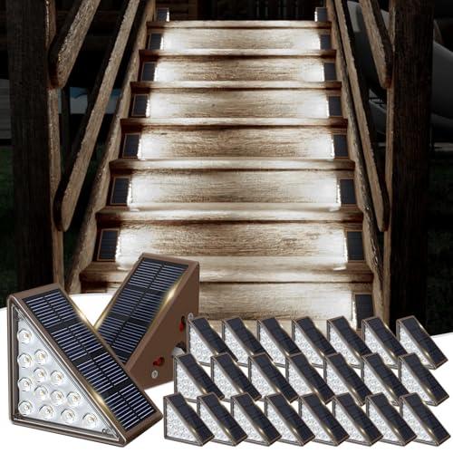 JOFIOS Solar Step Lights for Outside, 24-Pack Waterproof IP67 Deck Lights for Staircase, Patio, Front Step (Cool White)