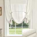 LazBlinds Tie Up Curtains, Linen Privacy Thermal Insulated Balloon Roman Shade Bathroom Window Curtain, Adjustable Rod Pocket Drape for Kitchen, Living Room, Bedroom (34" W x 47" L, Linen)