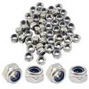 Hordion 50Pcs M6-1.0mm Nylon Lock Nut, 304 Stainless Steel Nylon Insert Locknuts Non-Slip Hex Lock Nuts, Silver Tone