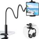 KDD Gooseneck Tablet Stand, 360 Adjustable Phone & iPad Holder for Bed and Desk, Flexible Arm Mount Clip for Video Recording, Bedside & Headboard Clamp for iPad Pro 12.9, Mini, Switch(4.7-12.9") (Regular)