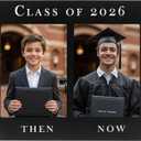FramePro Class of 2026 Then & Now Graduation Picture Frame, Double 5x7 Wooden Graduation Photo Frame, Black HD Glass Graduation Gift, Simple