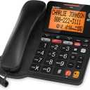 AT&T CD4930 Black Corded Phone with Digital Answering System, Caller ID, Extra-Large Tilt Backlit Display & Big Buttons