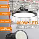 UFO LED High Bay Light,200W 30000LM 5000K IP65,6 Pack with 5ft US Plug