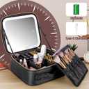 Extrei Gent Makeup Travel Train Case with Mirror LED Light 3 Adjustable Brightness Large Cosmetic Bag Portable Storage Adjustable Partition Waterproof Makeup Brushes Make up Jewelry Gift for Women (EXP 05/10/50)