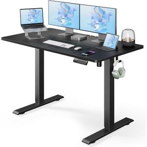 Marsail Electric Standing Desk with Sedentary Reminder, 55 * 24 Inch Standing Desk Adjustable Height, Stand up Desk for Home Office Furniture Computer Desk Memory Preset with Headphone Hook (Black)