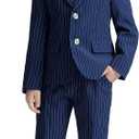 LOLANTA Boys Suit Wedding Ring Bearer Outfit Kids Suit Set, Blazer Pants Bow Tie Dress Clothes Formal Wear (7-8 Years, Navy) 130