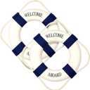 2 Pcs Lifebuoy Wall Hanging Decor Large Life Preserver Ring Decorative Welcome Aboard Mediterranean Style Decoration Nautical Pool Safety Ring (Blue)