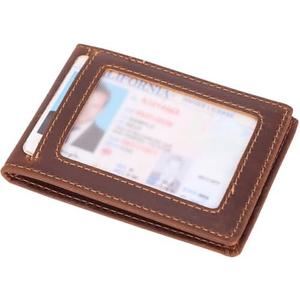 STAR VISTA Kestrel Slim Bifold Card Holder for Men, Vintage Full Grain Cowhide Leather, 8 Card Slots, ID Window