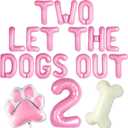 Pink Two Let the Dogs Out Balloons Ready Two Pawty Dog 2nd Birthday Decor | Two Let The Dogs Out Birthday Party Girl Lets Pawty Balloons Puppy Bone Paw Balloon Puppy Second Birthday Party Supplies