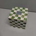 CHI AN HOME 5.7" Square Tissue Box Cover, Handmade Checkered Cube Tissue Box Cover with Capiz Shells, Decorative Tissue Holder for Living Room, Bathroom, Bedroom or Office (Pistachio Green)