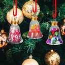 GLEAVI 12pcs Christmas Fillable Bell Ornaments, 50ml Clear Plastic Booze Balls with Screw Caps & Red Ribbons, Fillable Ball Bottles for Drinks, Candy & DIY Xmas Party Decorations