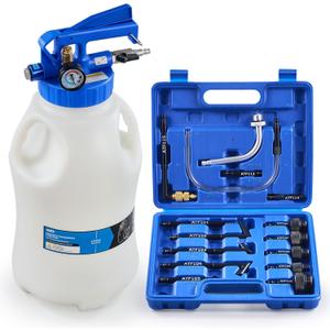 Orion Motor Tech Oil Extractor Pump and Dispenser Tool Kit, 10L Pneumatic Transmission Fluid Bleeder Set, 2.6gal 2 Way Vacuum Fluid Evacuator and Filler Oil Change Kit 15 ATF Refill Adapters 3 Hoses
