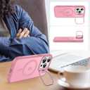 Goodon Magnetic for iPhone 13 Pro Max Case with Screen Protector, Built-in Metal Camera Kickstand,[Compatible with Magsafe] [Wireless Charging] Matte Protective Phone Cover for Women Girls - Pink