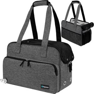 PetAmi Small Dog Purse Carrier, Soft-Sided Pet Carrier Bag with Pockets, Portable Puppy Cat Travel Handbag Tote, Airline Approved Breathable Mesh, Poop Bag Dispenser, Sherpa Bed, Max 18 lbs, Dark Gray (Heather Charcoal)