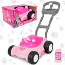 Barbie Bubble Lawn Mower for Toddlers, Bubble Blowing Machines, Indoor and Outdoor Gardening Toy, Birthday, Party Favor for Preschool Girls, No Batteries Required, Includes Bubble Solution, 2+