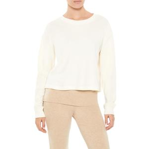Forever 21 Womens Thermal Long-Sleeve Top (Small, White)