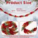 Suncalla 6 Pcs 72" Red Felt Garland Leaves Decorations for Home, Tree Felt Garland, New Year 540 Red Green Leaves Banner, Fall Rattan for New Year Themed Party, Mantel Wall Home Decoration