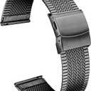 BINLUN Stainless Steel Mesh Watch Bands 12mm 14mm 16mm 18mm 20mm 22mm Ultra-thin Quick Release Metal Replacement Watch Strap Men Women 4 Color (Gold, Silver, Black, Rose Gold)