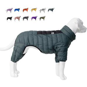 Dog Coat Dog Warm Jacket, 4 Legs Covered Waterproof Windproof Reflective Warm Dog Vest, Zippered Adjustable Outdoor Dog Snow Jacket for  Medium  Dogs ArmyGreen, M