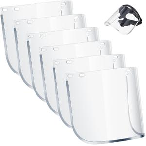 Kingdder 6 Pcs Clear Face Shield Replacement for Grinding and Cutting, 15x 8x 0.04 Inches Safety Faceshield Visors(PET, Aluminum Edge)