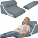 4PCS Orthopedic Bed Wedge Pillow Set, Adjustable Curve Memory Foam Wedge Pillow, Pillow Wedges for Post Surgery, Back Pain Relief, Triangle Pillows for Acid Reflux, Snoring, GERD, Grey