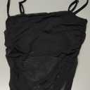 Mizoci Women's Sexy Spaghetti Straps Mesh Asymmetrical Ruched Sleeveless Going Out Camisole Crop Top L