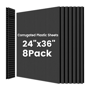 8Pack Plastic Poster Board 24" x 36" Plastic Sheets, Waterproof Coroplast Sheets, 4mm Thick Blank Board Yard Signs for Lawn, Open House, Birthday, Crafts, Black