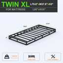 3 Inch Twin Size Box Spring Bed Base, Heavy Duty Metal Mattress Foundation with Fabric Cover, Noise Free, Easy Assembly, Black
