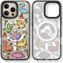 Magnetic for iPhone 16 Pro Magsafe Case Cute - Durable Shockproof 6.6 ft Drop Impact Phone Case - Black Funny Baby Dinosaur Design for iPhone 16 Pro 6.3"