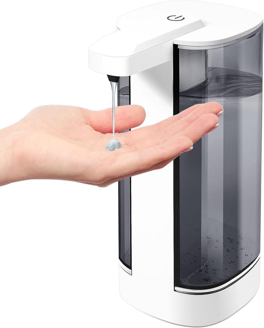 Automatic Liquid Soap Dispenser, Rechargeable,Touchless,17oz/500ml with 4 Adjustable Soap Levels, Wall Mount & Waterproof, Liquid Hand/Dish Soap Dispenser for Bathroom Kitchen (White+black)