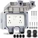 Outdoor Outlet Box Waterproof with On-Off Switch and Indicator Light,15A 250V Outdoor Waterproof Plug Socket,Outdoor Power Outlet Box,Waterproof Ip66 Power Outlet,NEMA 5-15 Duplex Receptacle