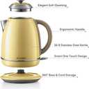 BUYDEEM K640 Stainless Steel Electric Tea Kettle with Auto Shut-Off and Boil Dry Protection, 1.7 Liter Cordless Hot Water Boiler with Swivel Base, 1440W, Mellow Yellow