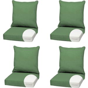 Arden Outdoor Foam Deep Seat Cushion (4-Pack), 22x24, Premium High-Density Foam, Never Flattens, Weather-Proof for Patio Chair Sofa Couch, Bright Moss Green Leala