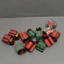 Panelee 12 Pcs Christmas Tree Gift Boxes Ornaments Mini Ornaments Red and Green Xmas Wrapped Packages with Bell Red Berries Needle for Xmas Tree Home Mantel Decor Party Supplies