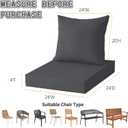 Outdoor Deep Seat Cushion Set,24x24 Inch Chair Cushions Set of 2,Rocking Chair Pad, Fade Resistant Patio Cushions with Removable Cover Deep Seat Back Cushion with Straps for Chair Sofa Couch Dark Grey