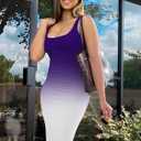 Nimsruc Women Casual Sexy Tank Top Bodycon Dress Summer Pencil Sleeveless Basic Midi Club Dresses (Purple, XL)
