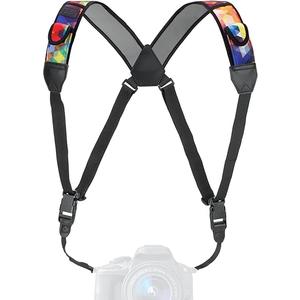 USA Gear DSLR Camera Strap Chest Harness with Quick Release Buckles, Geometric Neoprene Pattern and Accessory Pockets - Compatible with Canon, Nikon, Sony Point and Shoot and Mirrorless Cameras 